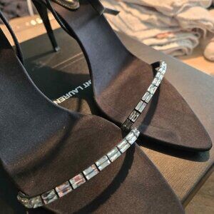 YSL Baguette Rhinestone Strappy Evening Sandals